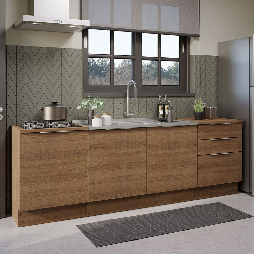 Cocina Compacta 240 cm Marrón Stella Madesa 01