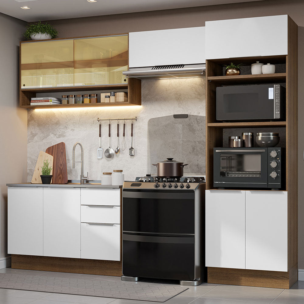 Combo Completo de Cocina 270 cm Marrón/Blanco Stella Madesa 07