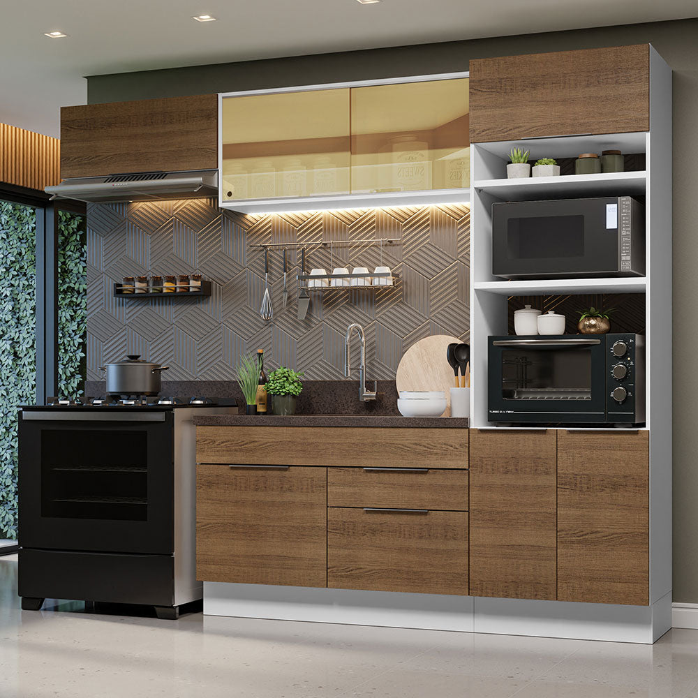 Combo Completo de Cocina 270 cm Blanco/Marrón Stella Madesa 08