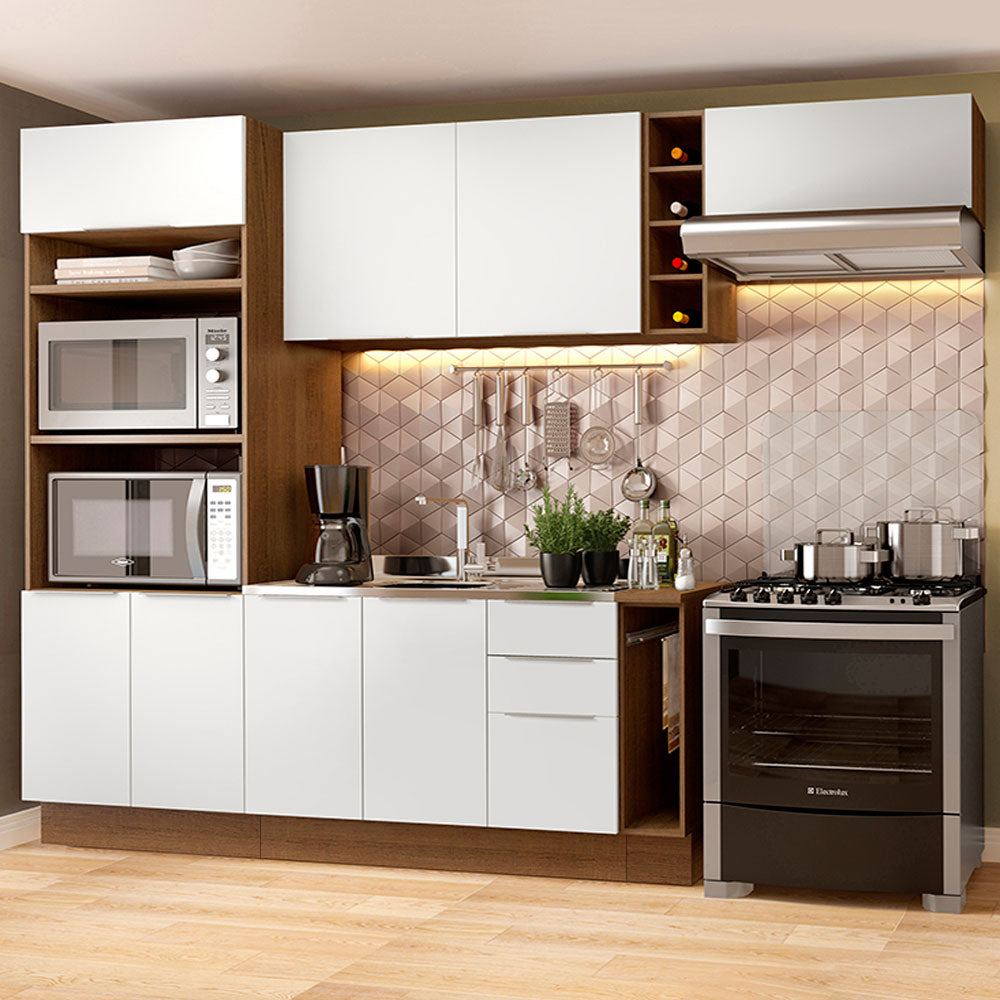 Combo Completo de Cocina 290cm Marrón/Blanco Stella Madesa 02