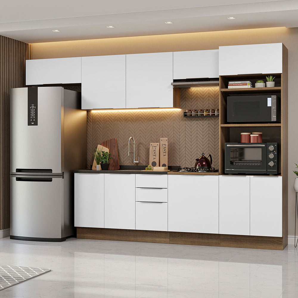 Combo Completo de Cocina 330 cm Marrón/Blanco Stella Madesa 05
