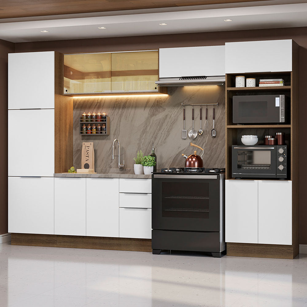 Combo Completo de Cocina 330 cm Marrón/Blanco Stella Madesa 07