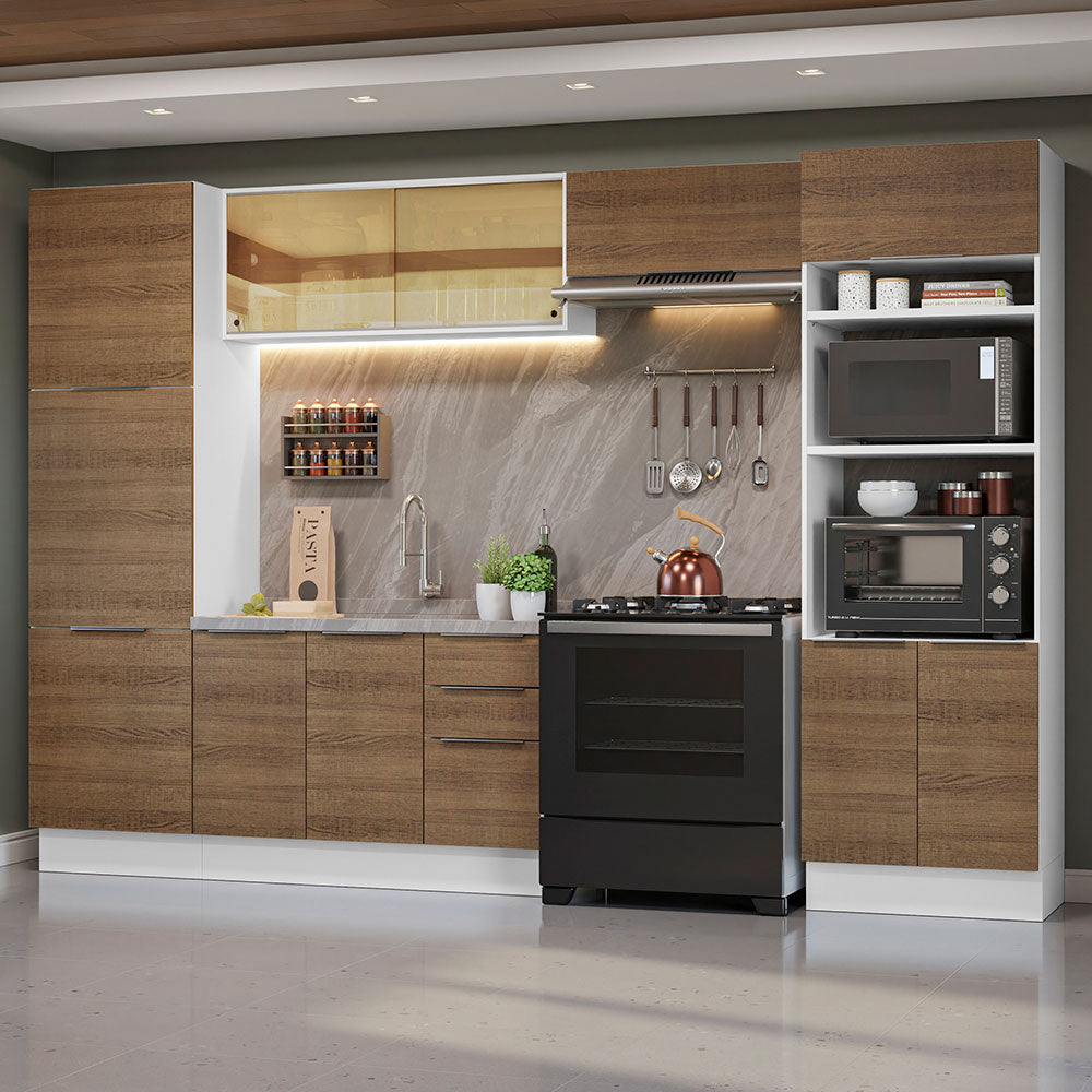 Combo Completo de Cocina 330 cm Blanco/Marrón Stella Madesa 07