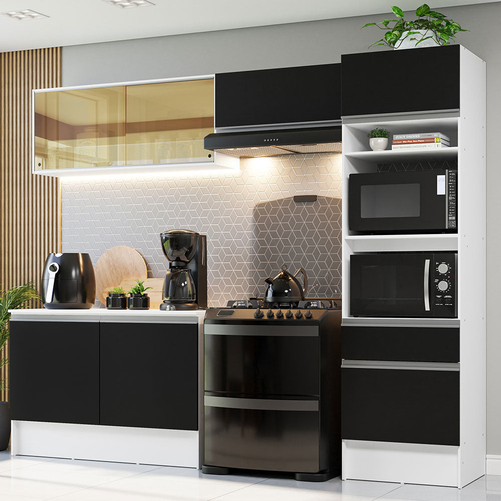 Combo Completo de Cocina 260 cm Blanco/Negro Diamante Madesa 02
