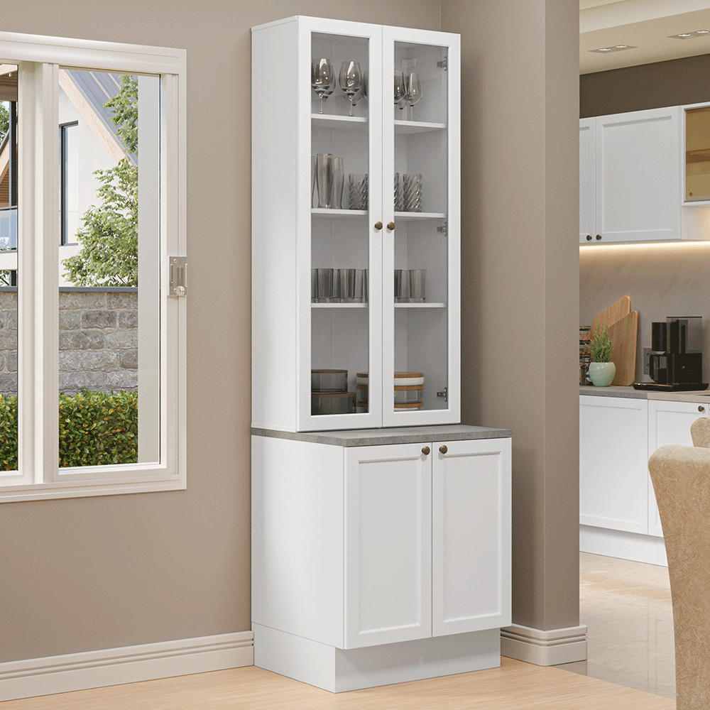 Kit Bajo Mesada + Cristalero 70 cm Vik Blanco 01