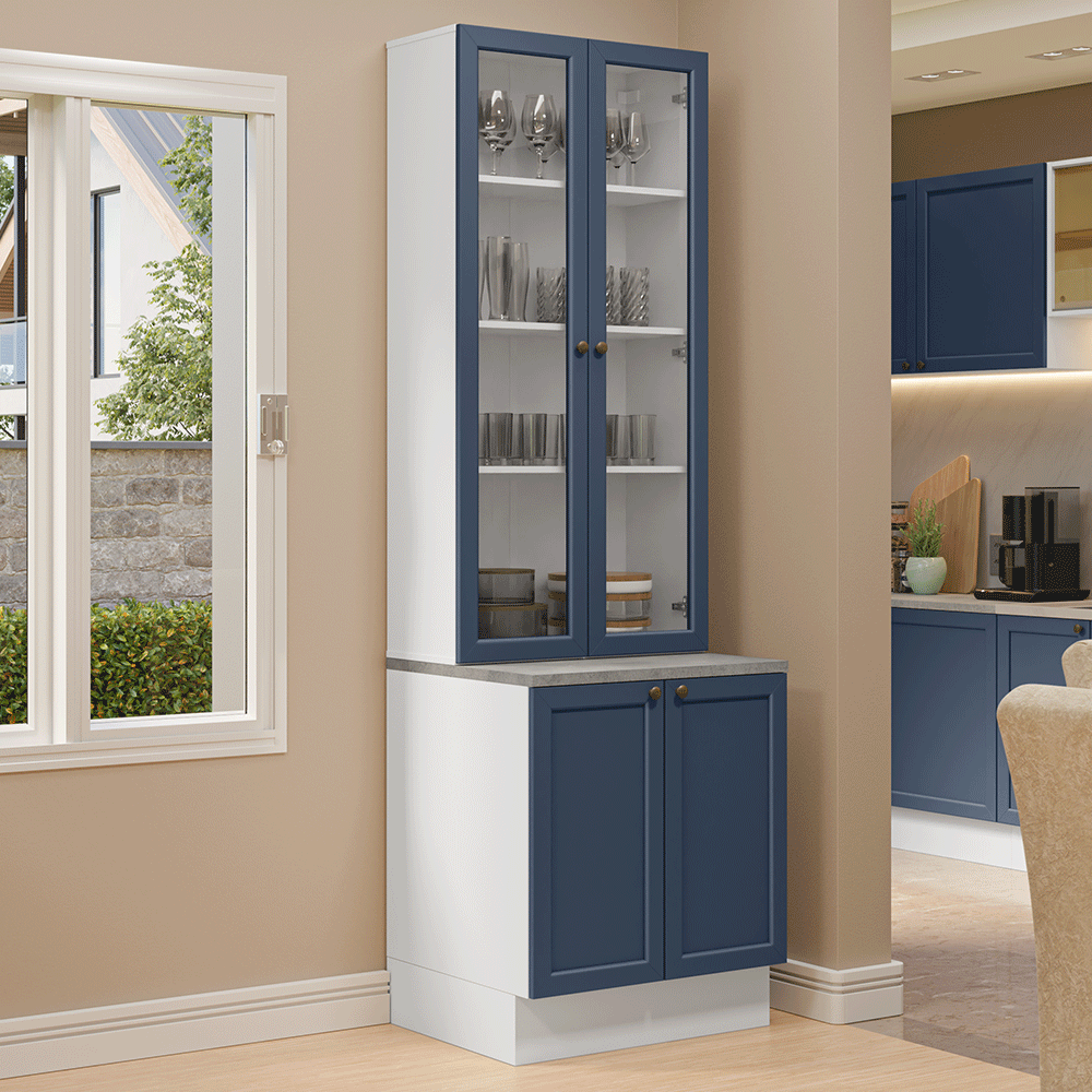 Kit Bajo Mesada + Cristalero 70 cm Vik Blanco/Azul 01