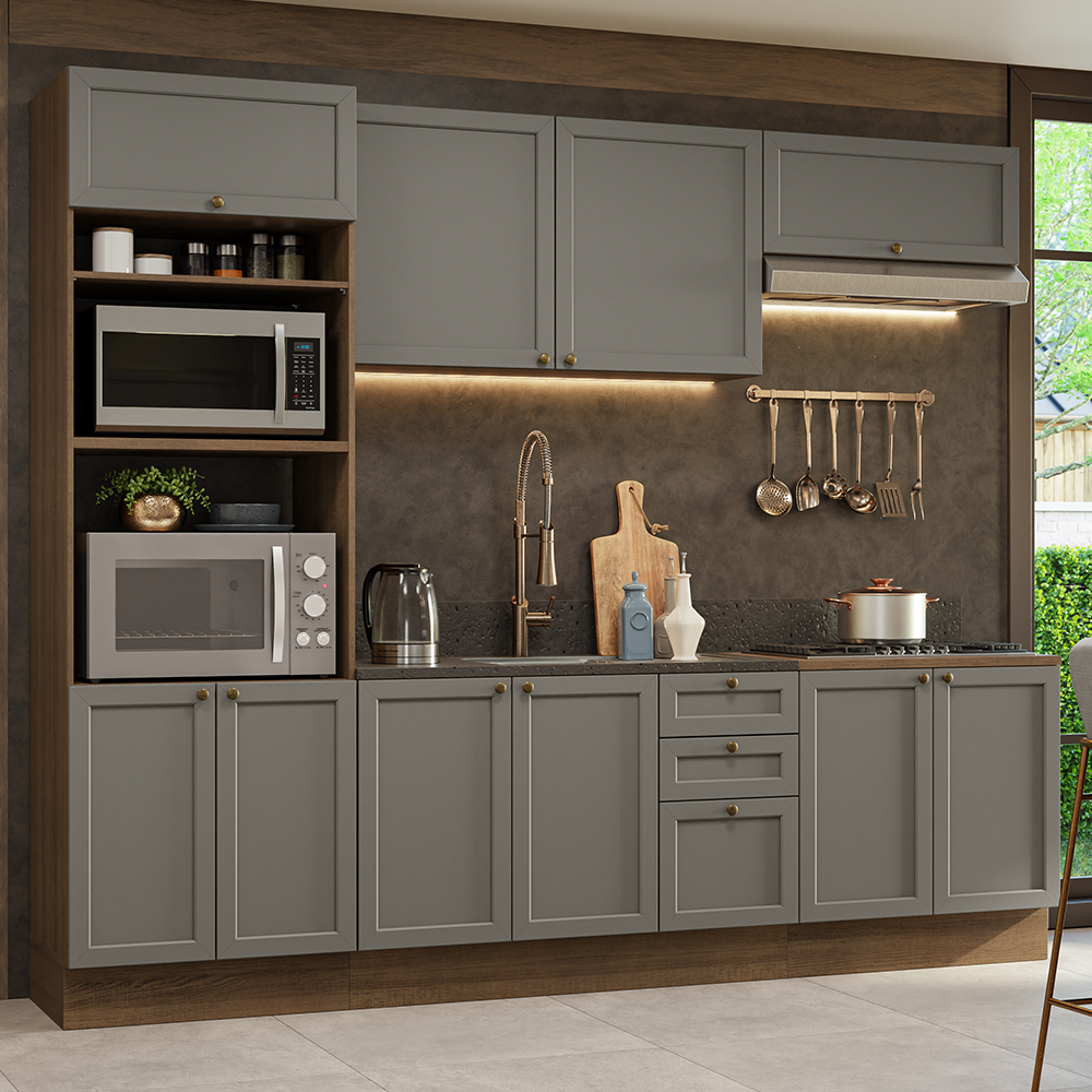 Combo de Cocina 270 cm Vik Marrón/Gris 01