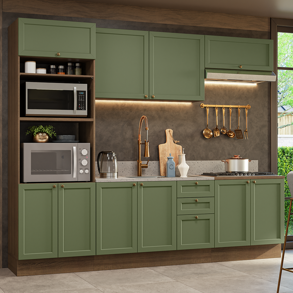 Combo de Cocina 270 cm Vik Marrón/Verde 01