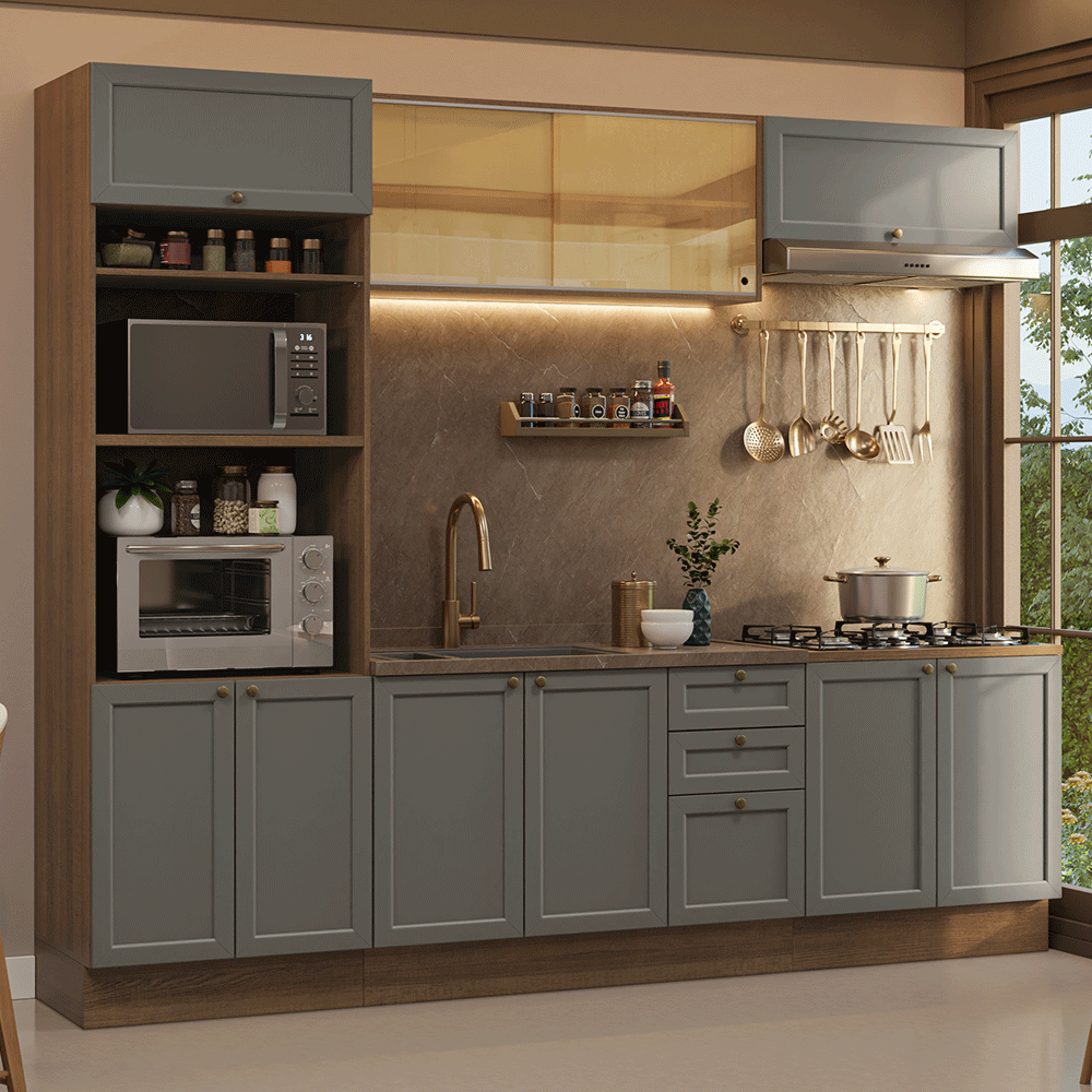 Combo de Cocina 270 cm Vik Marrón/Gris 02