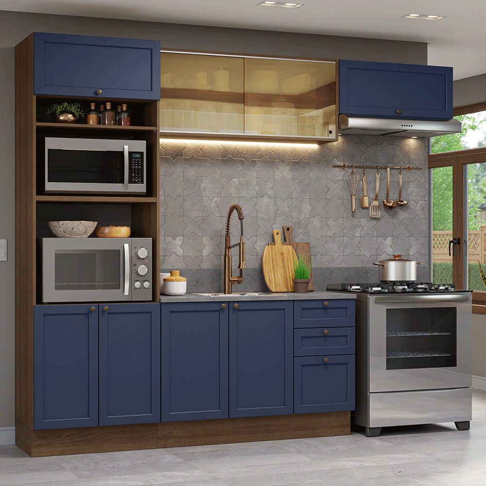 Combo de Cocina 270 cm Vik Marrón/Azul 04