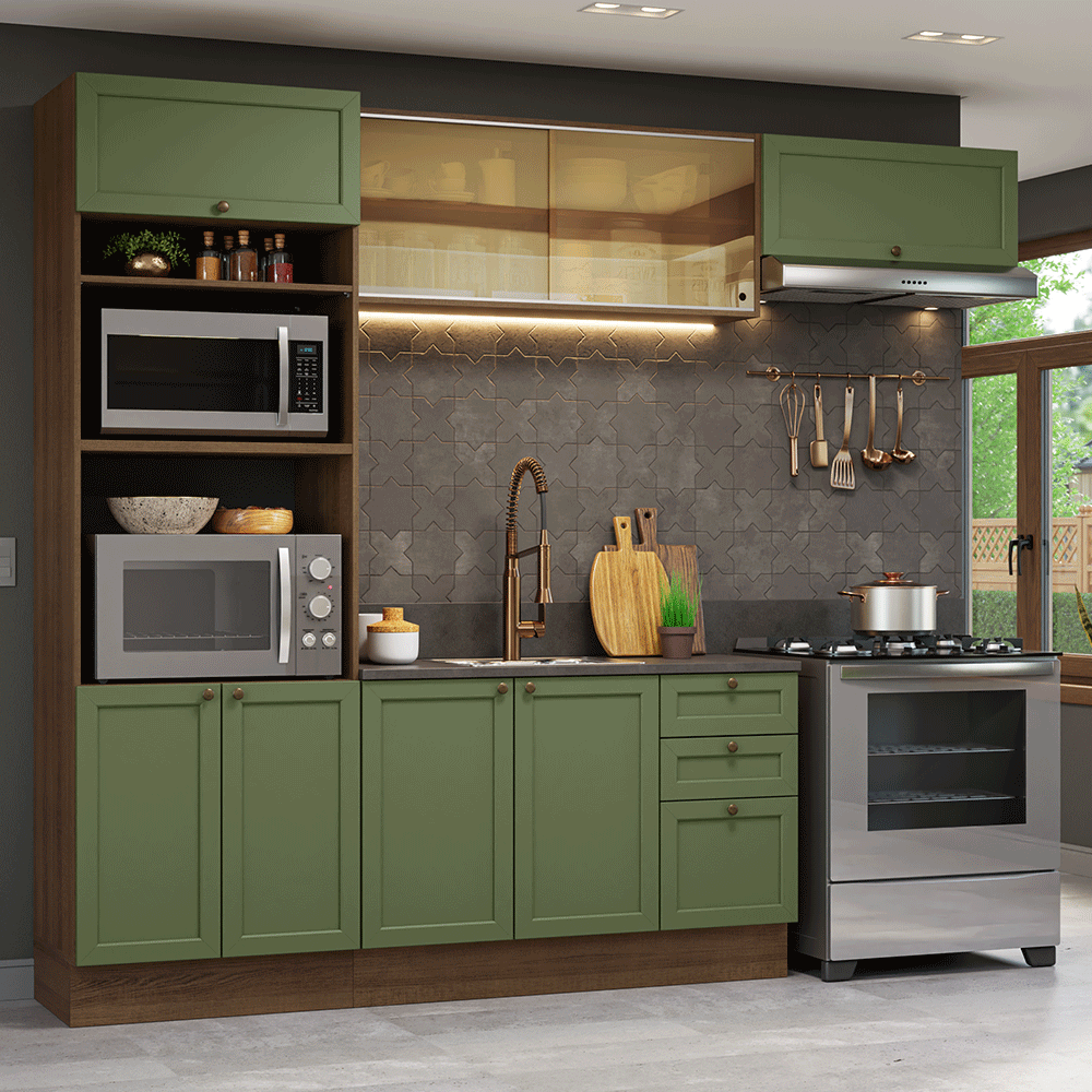 Combo de Cocina 270 cm Vik Marrón/Verde 04