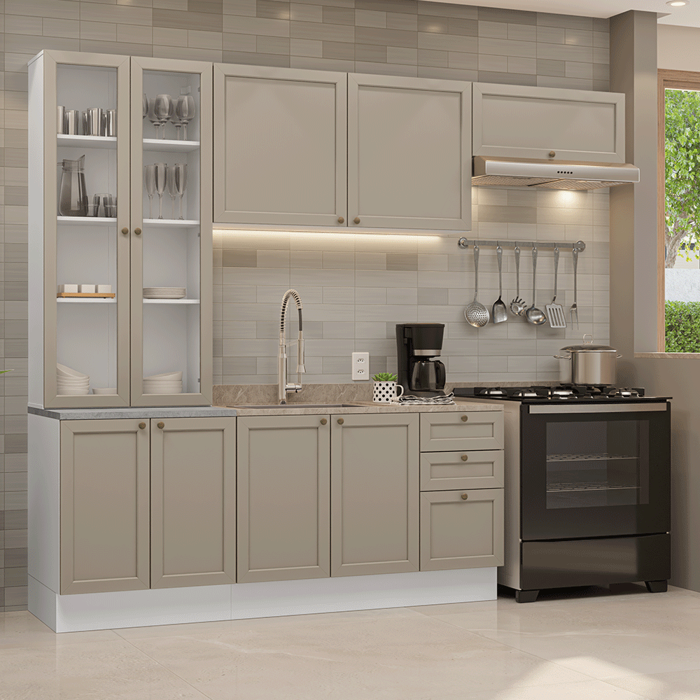 Combo completo de Cocina 270 cm Blanco/Crema Vik Madesa 05