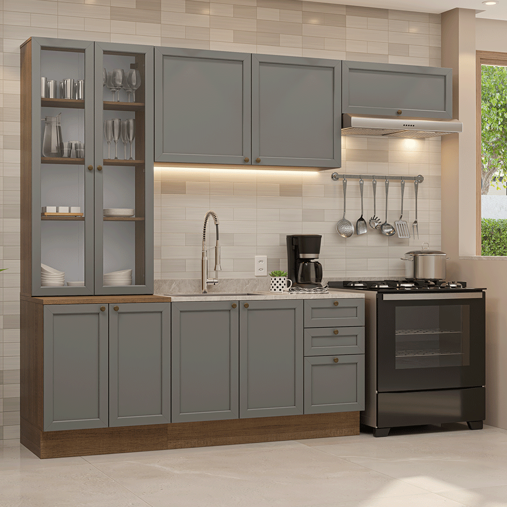 Combo completo de Cocina 270 cm Marrón/Gris Vik Madesa 05