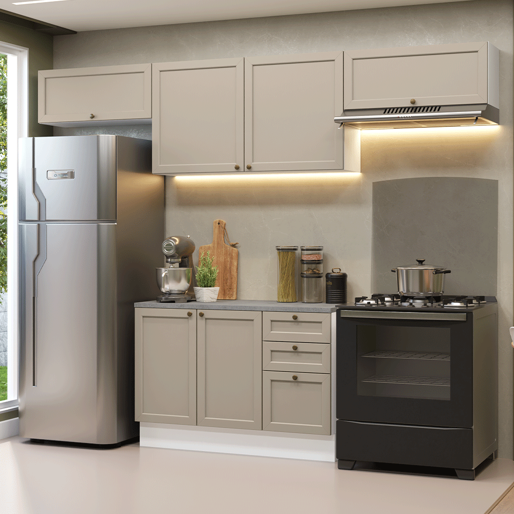Combo completo de Cocina 280 cm Blanco/Crema Vik Madesa 01