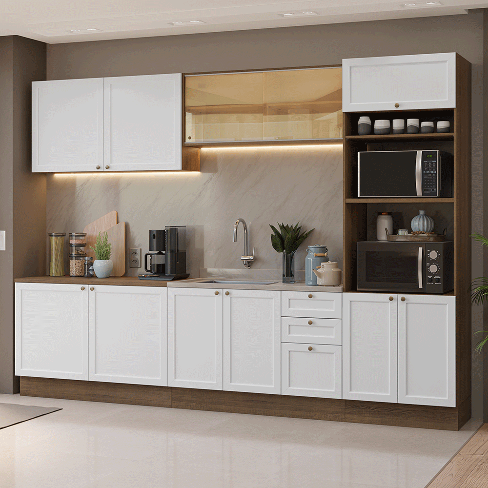 Combo de Cocina 310 cm Vik Marrón/Blanco 01