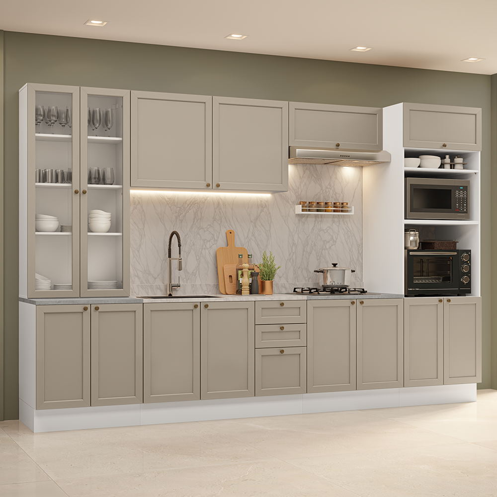 Combo completo de Cocina 340 cm Blanco/Crema Vik Madesa 01