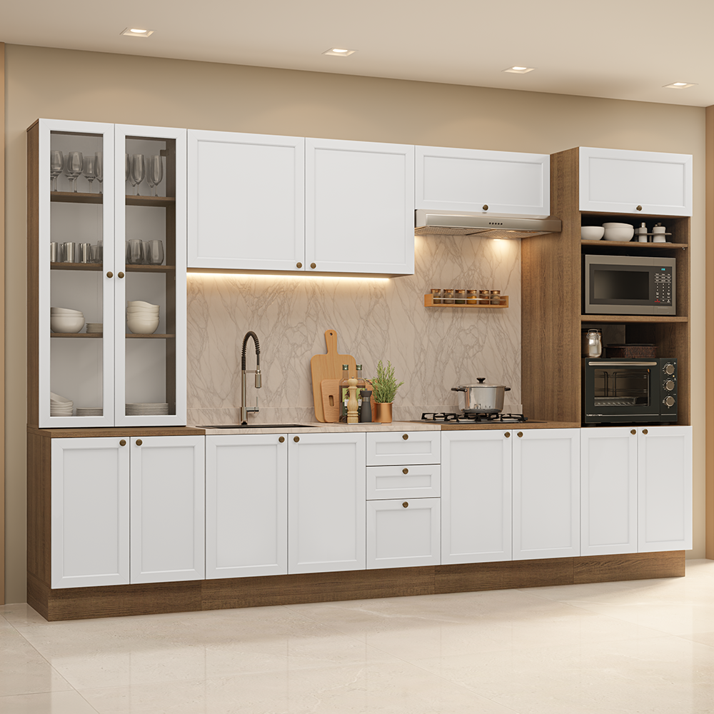 Combo completo de Cocina 340 cm Marrón/Blanco Vik Madesa 01