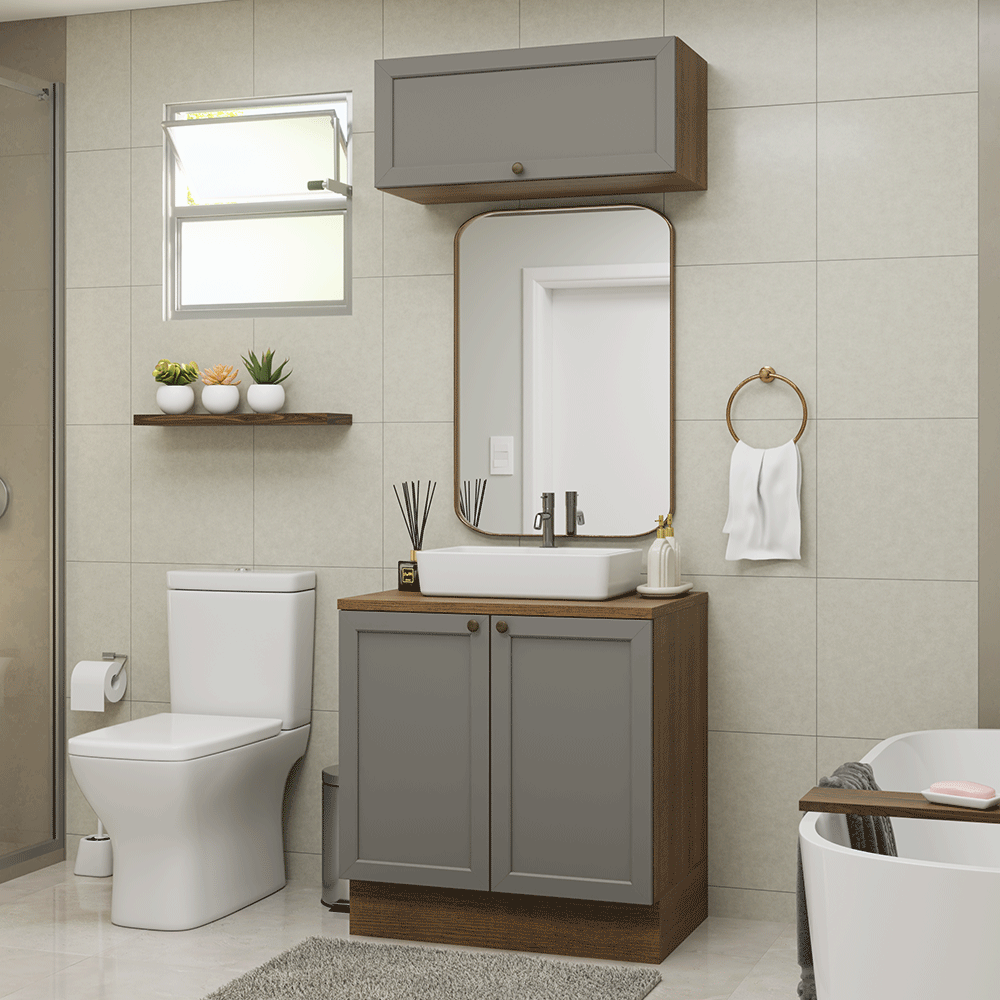 Vanitory 80cm 3 puertas Marrón/Gris Vik 02