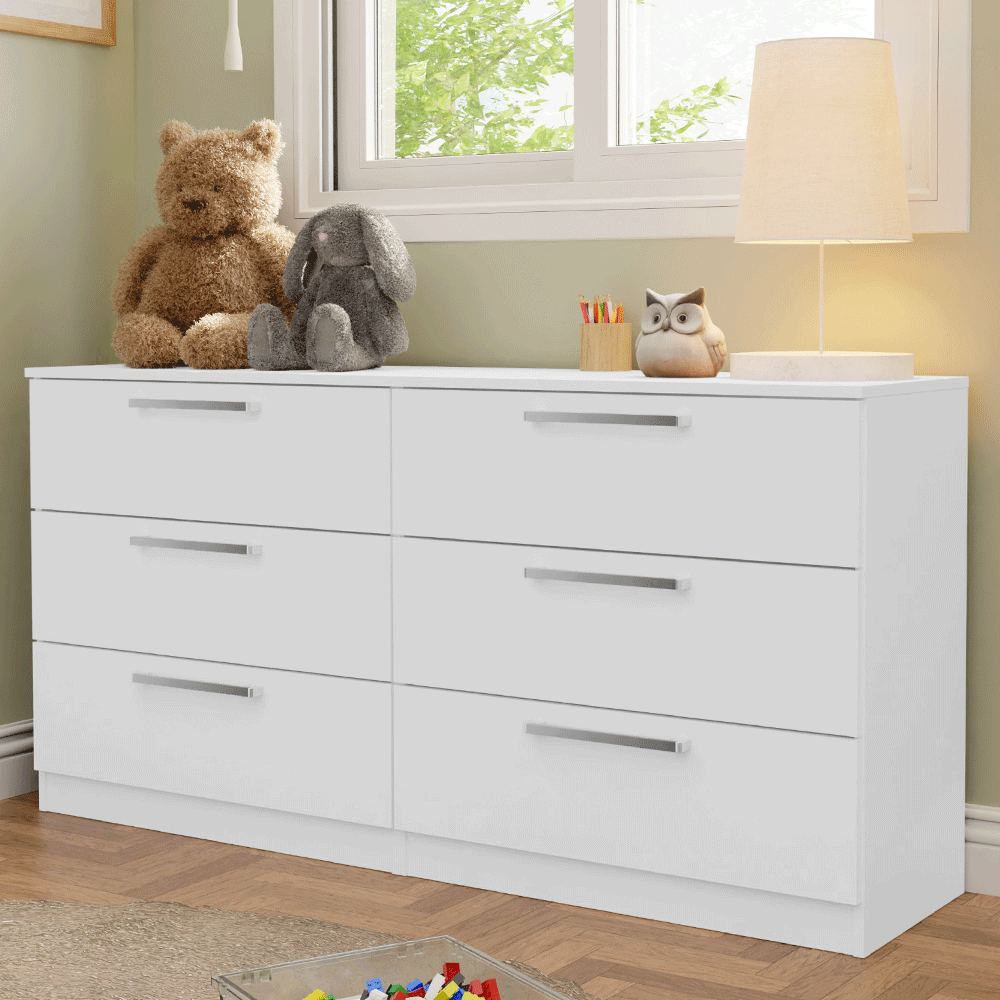 Chifonier Madesa Infantil Con 6 Cajones Para Dormitorio Blanco