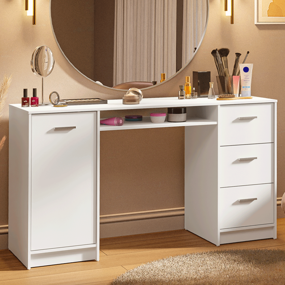 Tocador para Maquillaje o Escritorio Madesa con 3 Cajones Blanco