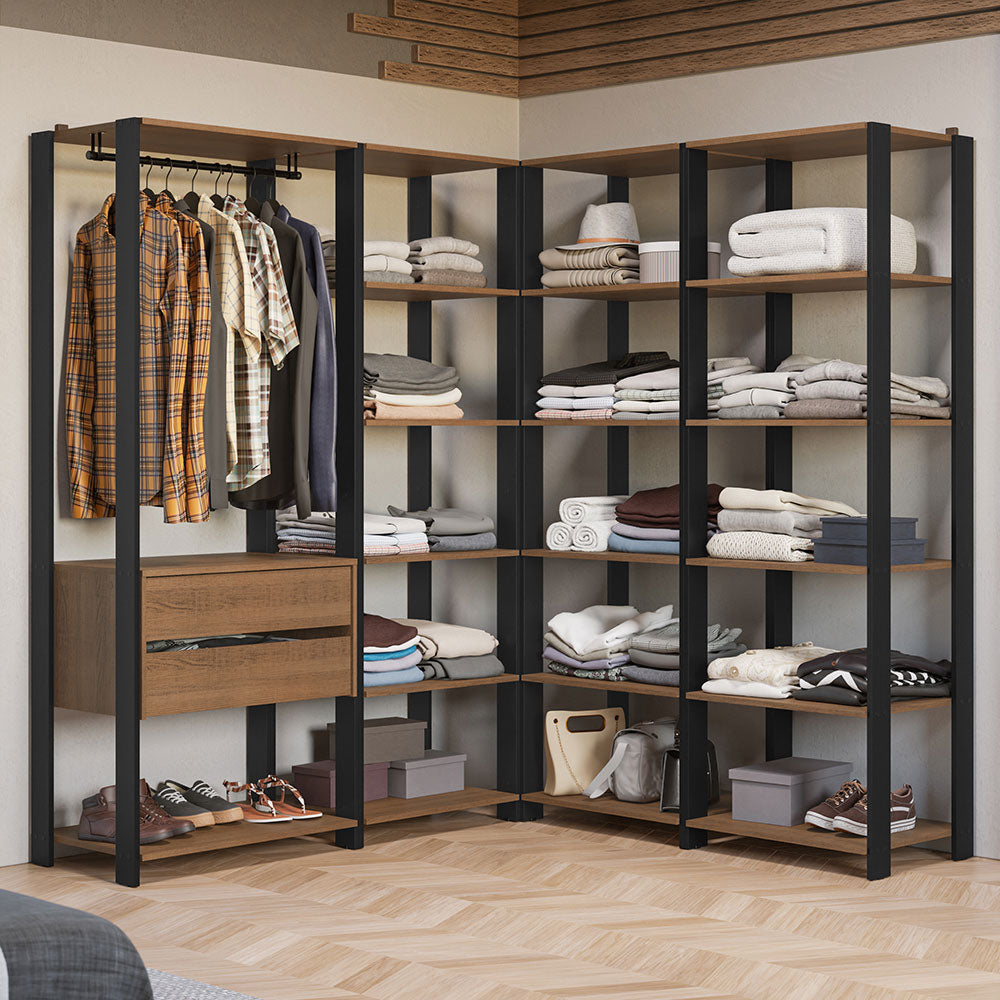 Placard Modulado 2 Cajones 247 cm Marrón/Negro Valencia