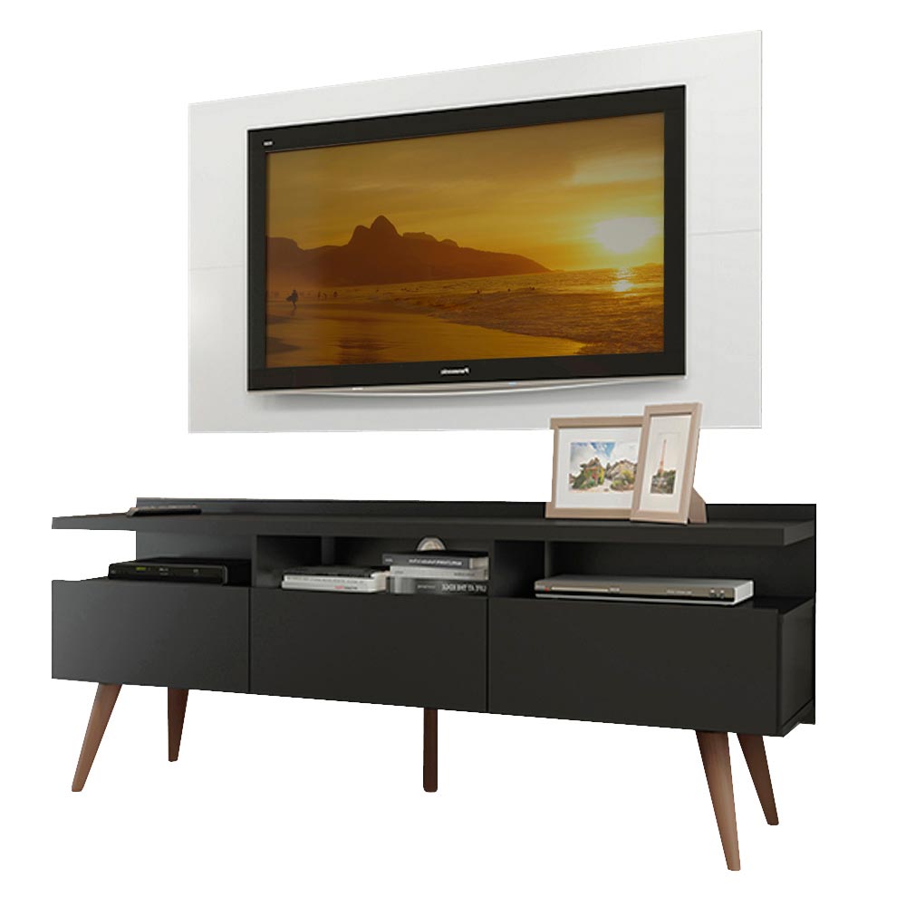 Rack para TV Madesa Londres con Panel de TV hasta 55 Pulgadas Negro/Blanco