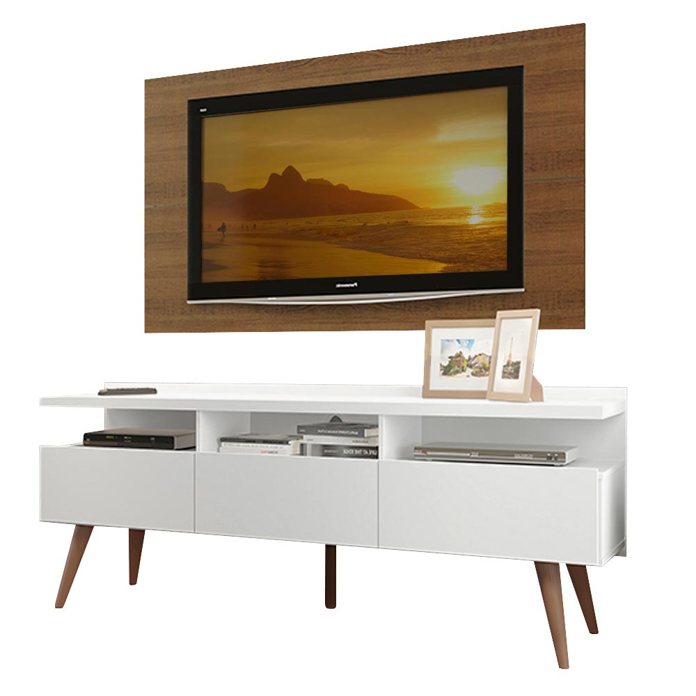 Rack para TV Madesa Londres con Panel de TV hasta 55 Pulgadas Blanco/Marrón