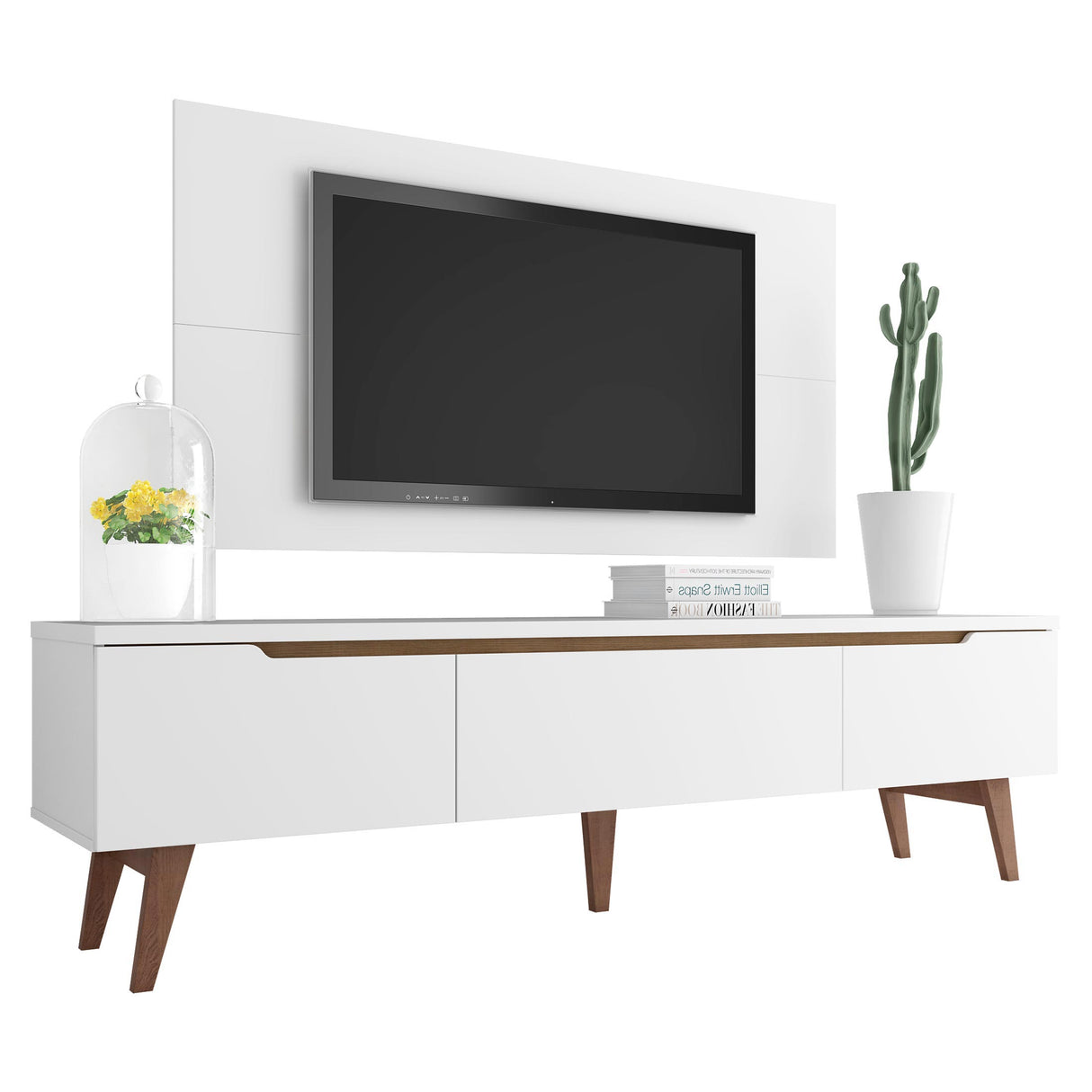 Rack para TV Madesa Reims con Panel de TV hasta 55 Pulgadas 2 Puertas e 1 Cajon Blanco