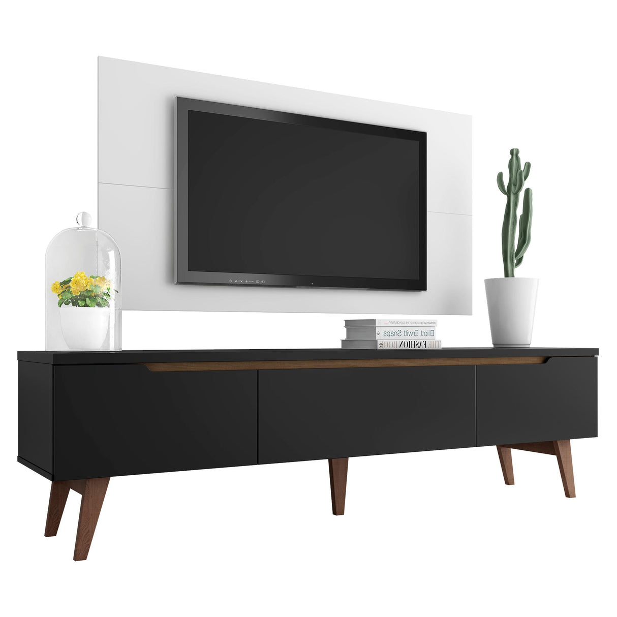 Rack para TV Madesa Reims con Panel de TV hasta 55 Pulgadas 2 Puertas e 1 Cajon Negro/Blanco