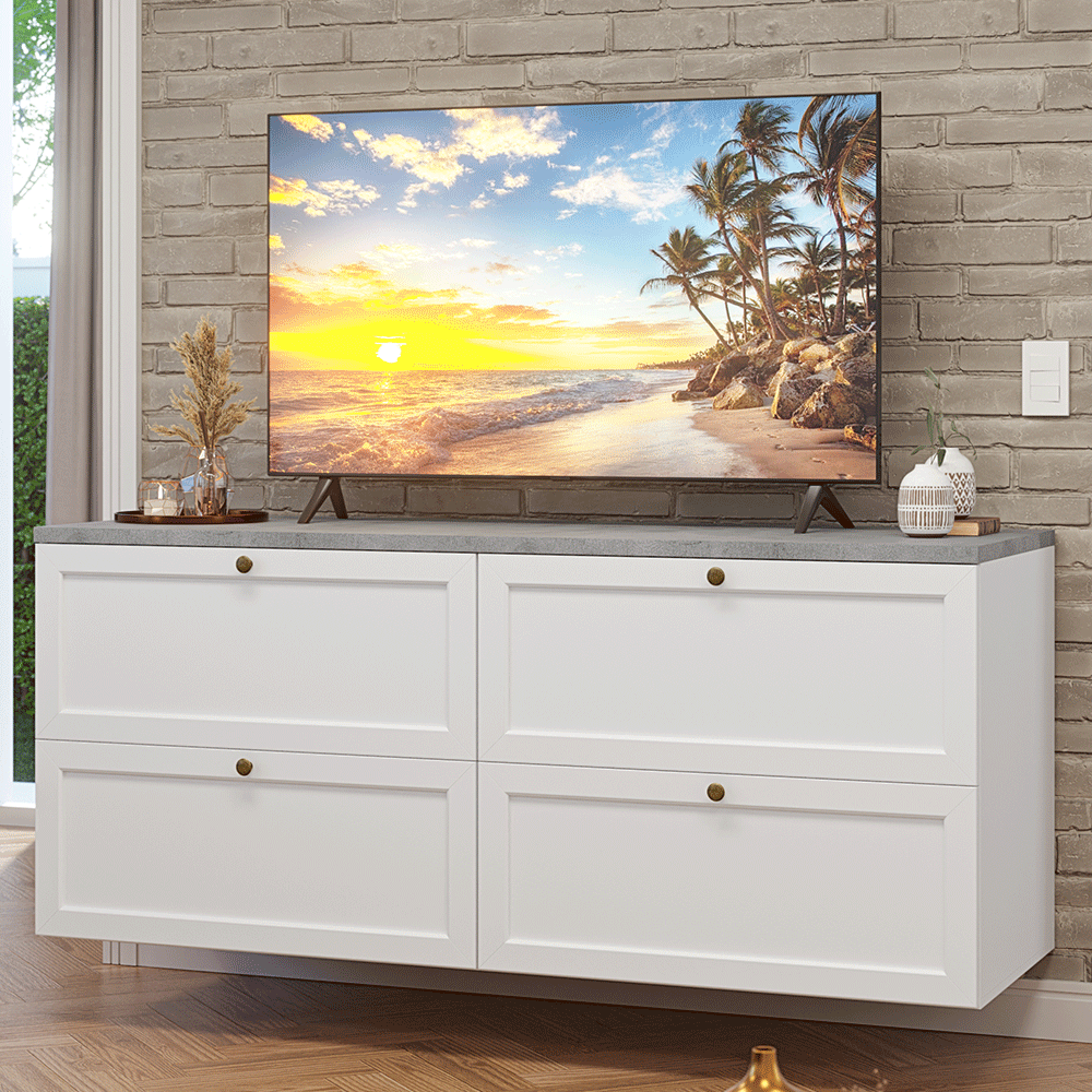 Rack para TV hasta 70 pulgadas, 160cm, 4 cajones, Blanco Vik 04