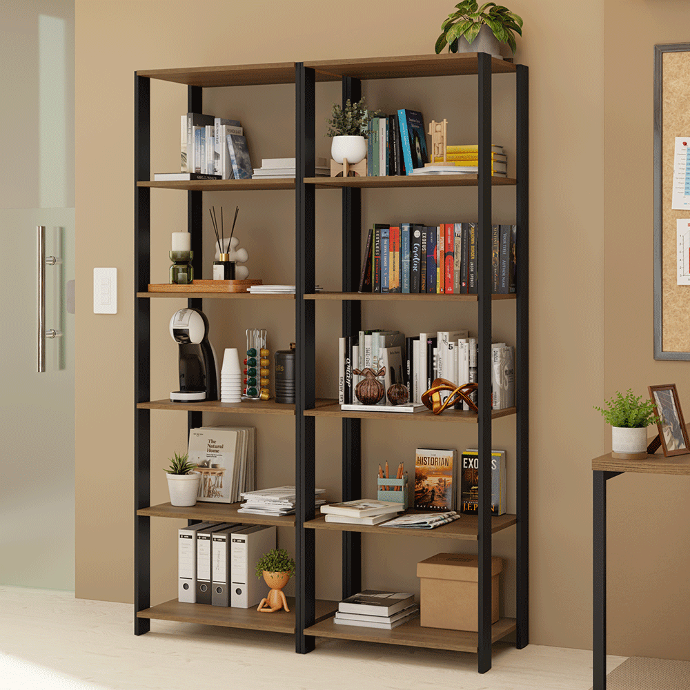 Estante Multiuso para Oficina 118cm Marrón/Negro Madesa