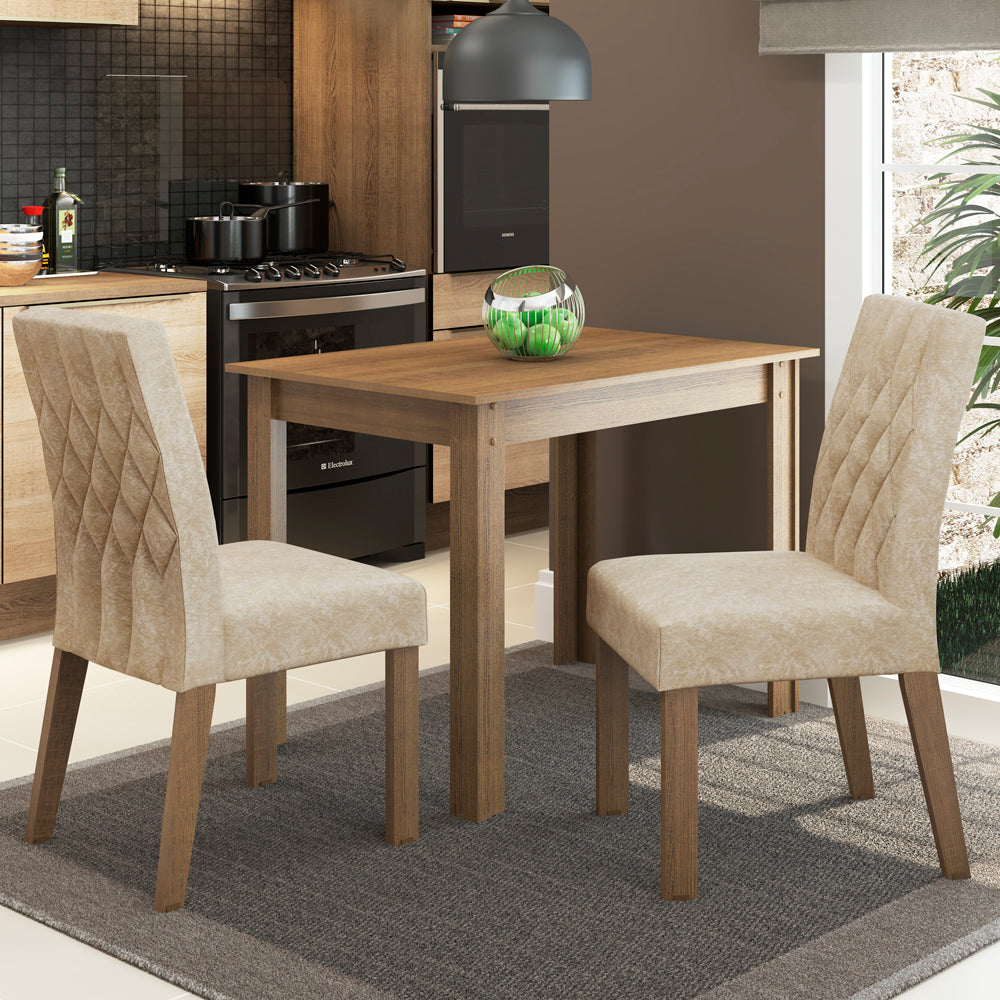 Juego de Comedor Madesa Vivi Mesa Tapa de Madera con 2 Sillas Marrón/Imperial