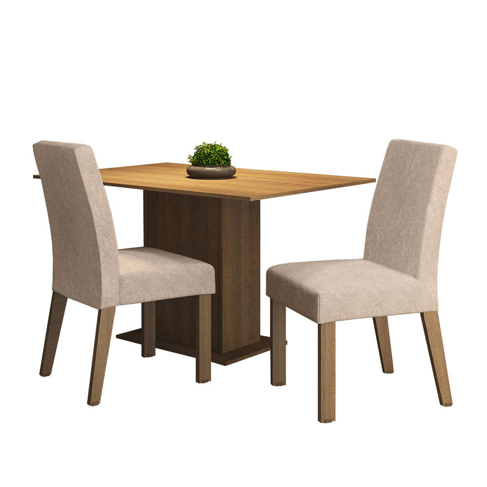 Juego de Comedor Madesa Manu Mesa con Tapa de Madera con 2 Sillas Marrón/Imperial