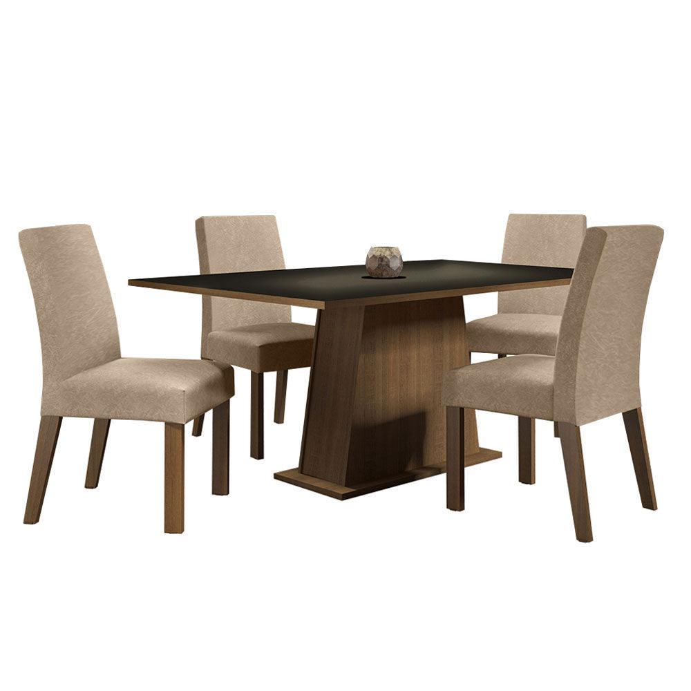 Juego de Comedor Madesa Flavia Mesa con Tapa de Madera con 4 Sillas Marrón/Negro/Imperial