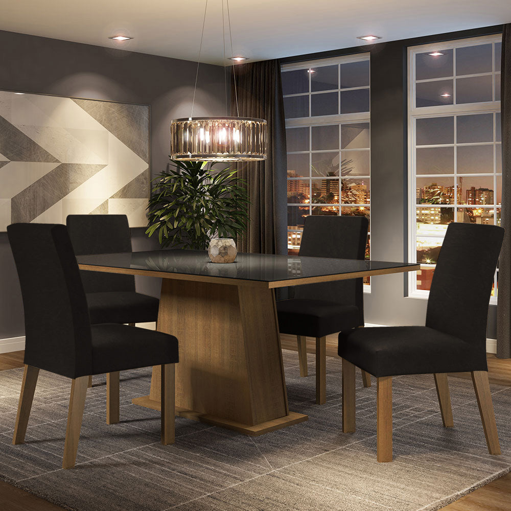 Juego de Comedor Mesa de Vidrio 4 Sillas Madesa Oxford 10 MN