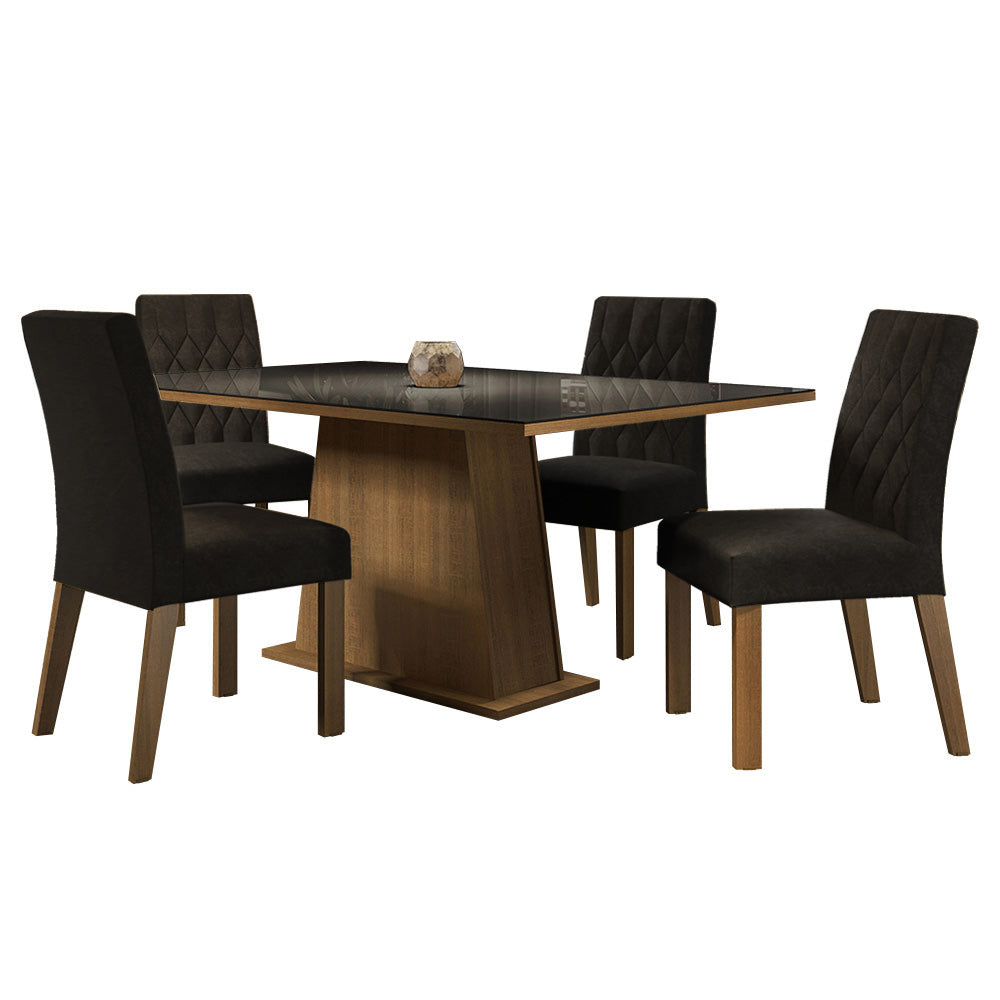 Juego de Comedor Mesa de Vidrio y 4 Sillas Madesa Oxford MN 06