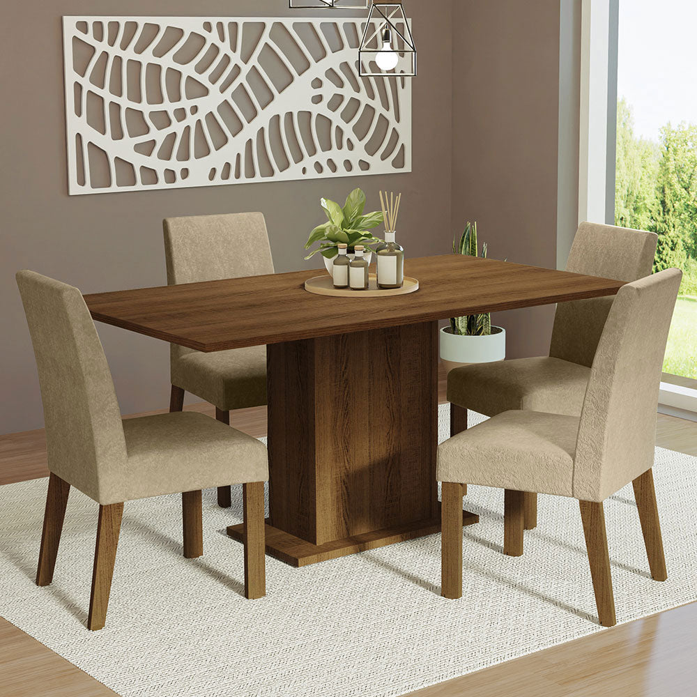 Juego de Comedor Mesa con Tapa de Madera 4 Sillas Marrón/Imperial Keila Madesa