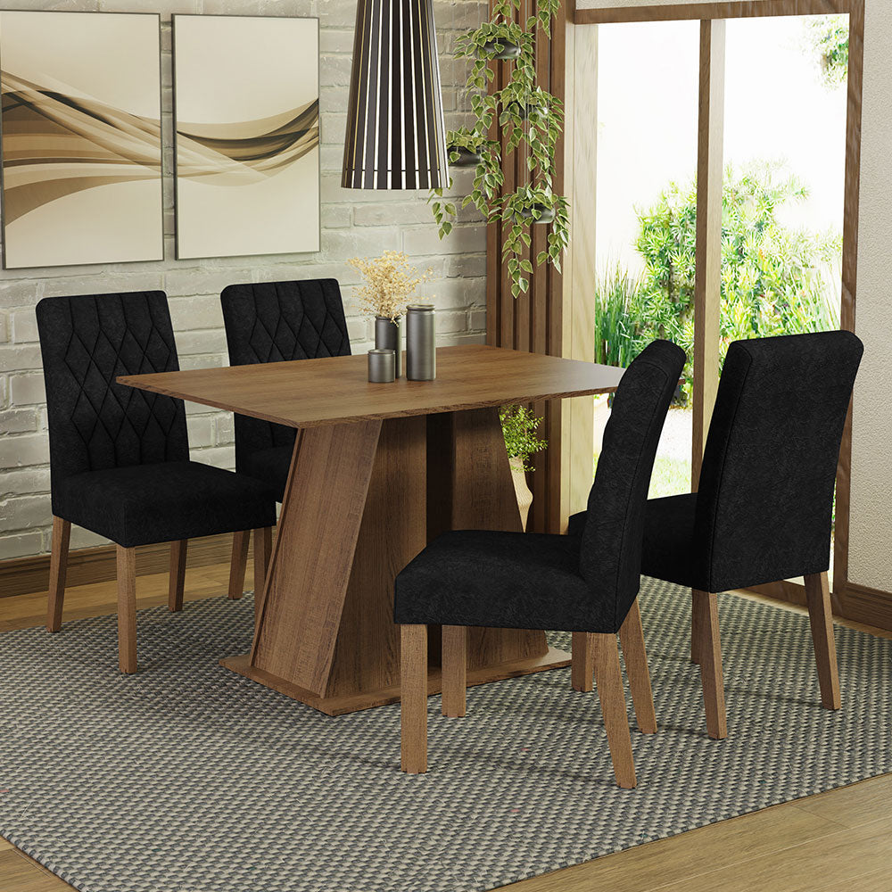 Juego de Comedor Mesa Tapa de Madera 4 Sillas Marrón/Oxford Gisele Madesa
