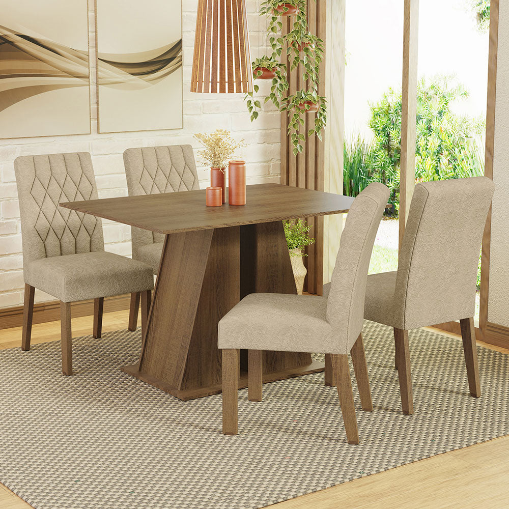 Juego de Comedor Mesa Tapa de Madera 4 Sillas Marrón/Imperial Gisele Madesa