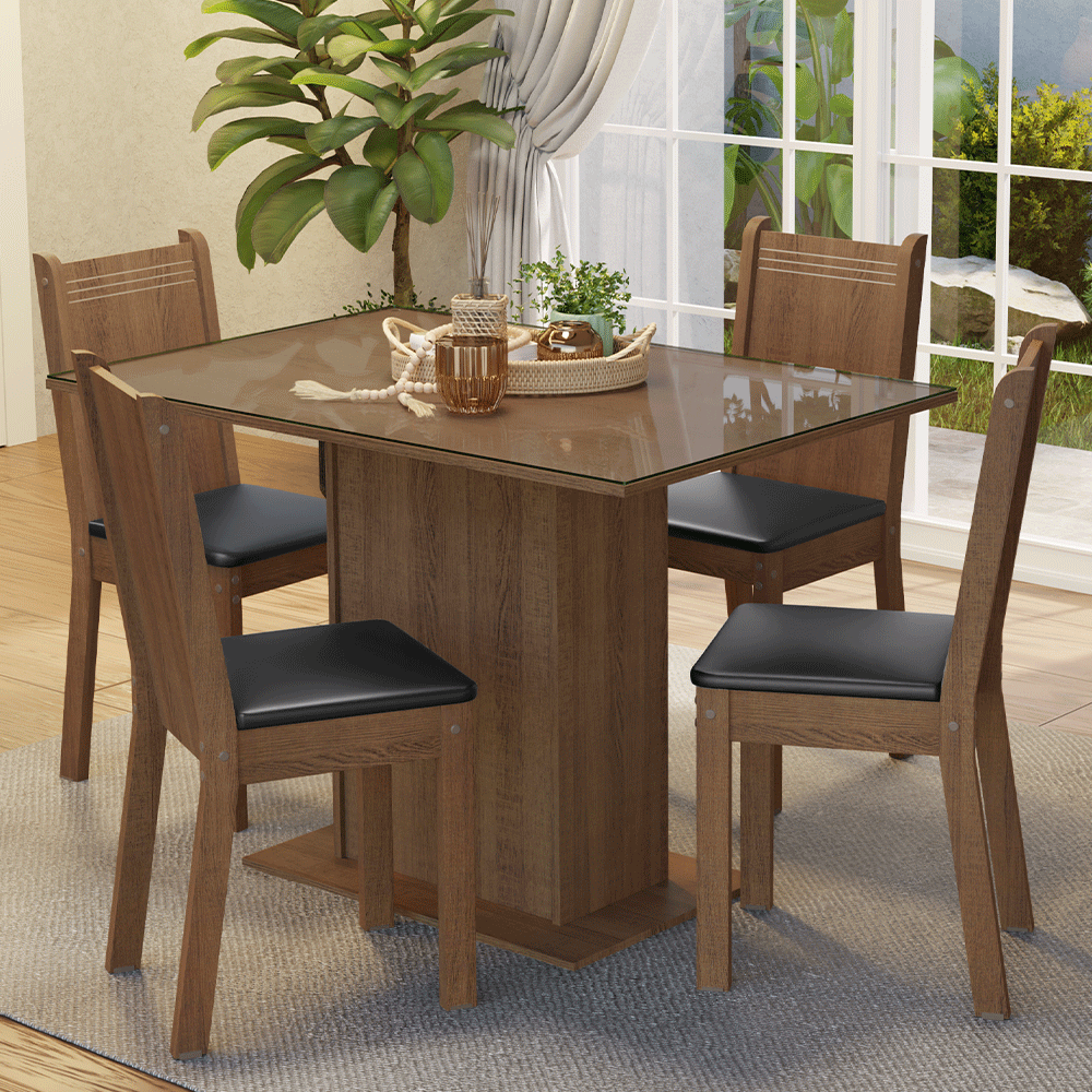 Juego de Comedor con Mesa y 4 Sillas Madesa Camélia MN