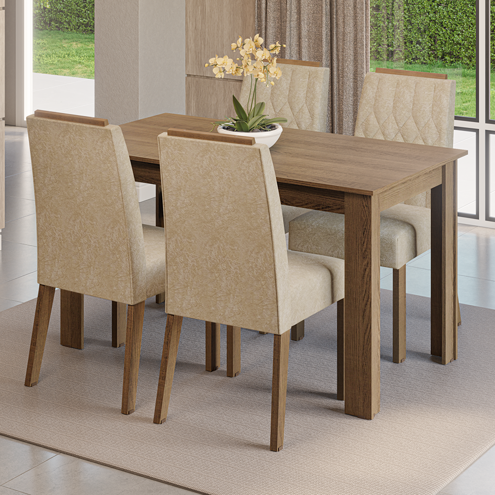 Juego de Comedor Tapa de Madera 4 Sillas Marrón/Imperial Hera Madesa