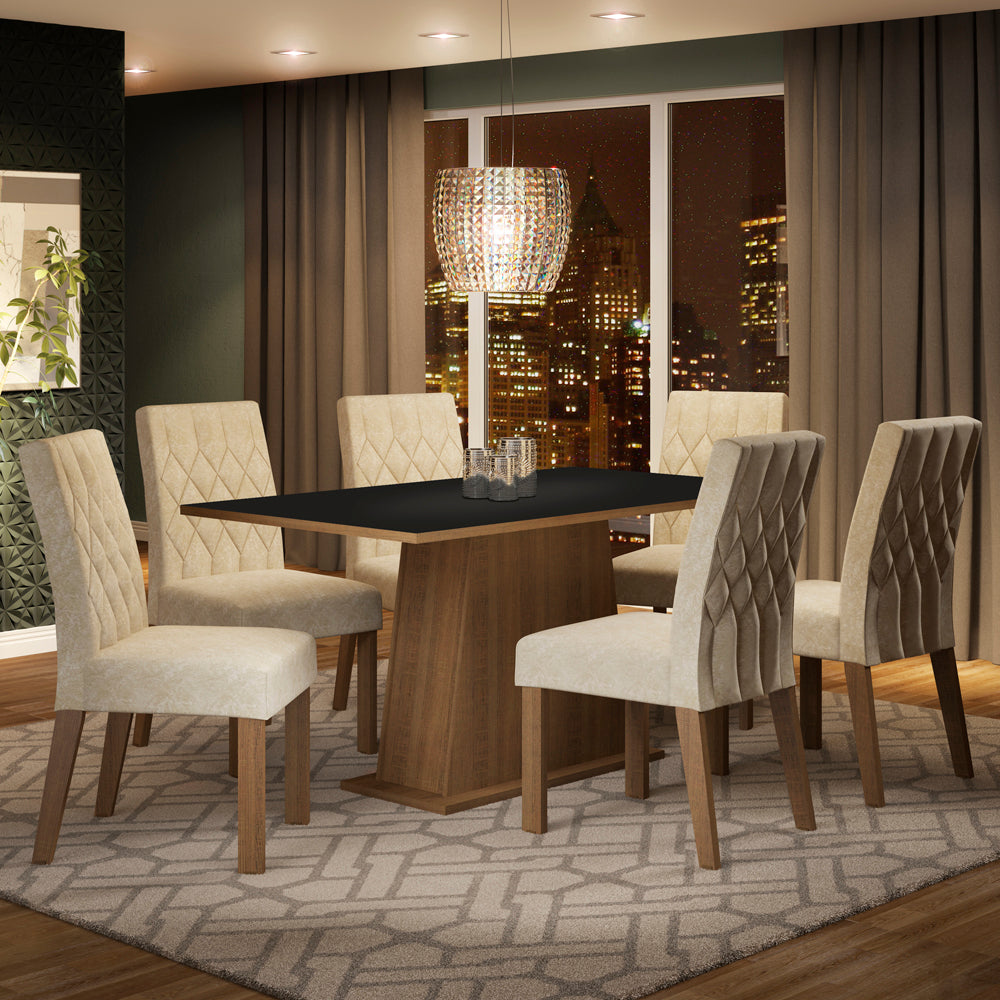 Juego de Comedor Madesa Daniela Mesa Tapa de Madera con 6 Sillas Marrón/Negro/Imperial