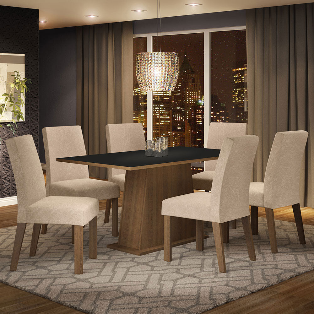 Juego de Comedor Madesa Luciana Mesa con Tapa de Madera y 6 Sillas Marrón/Negro/Imperial