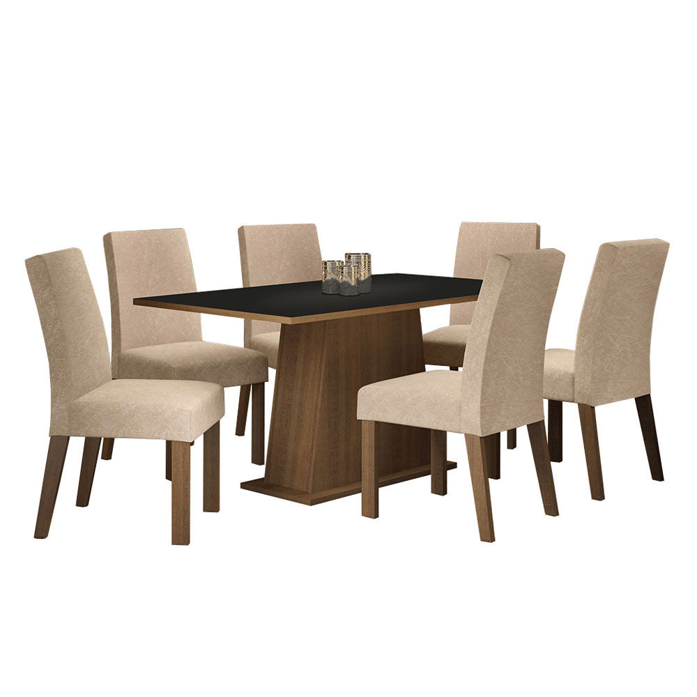 Juego de Comedor Madesa Luciana Mesa con Tapa de Madera y 6 Sillas Marrón/Negro/Imperial