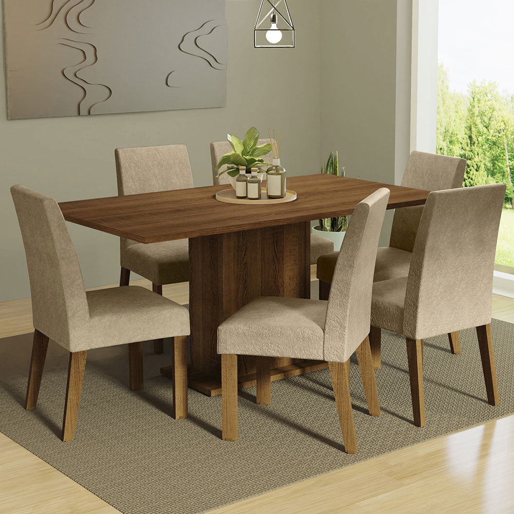 Juego de Comedor Mesa Tapa de Madera 6 Sillas Marrón/Imperial Renata Madesa