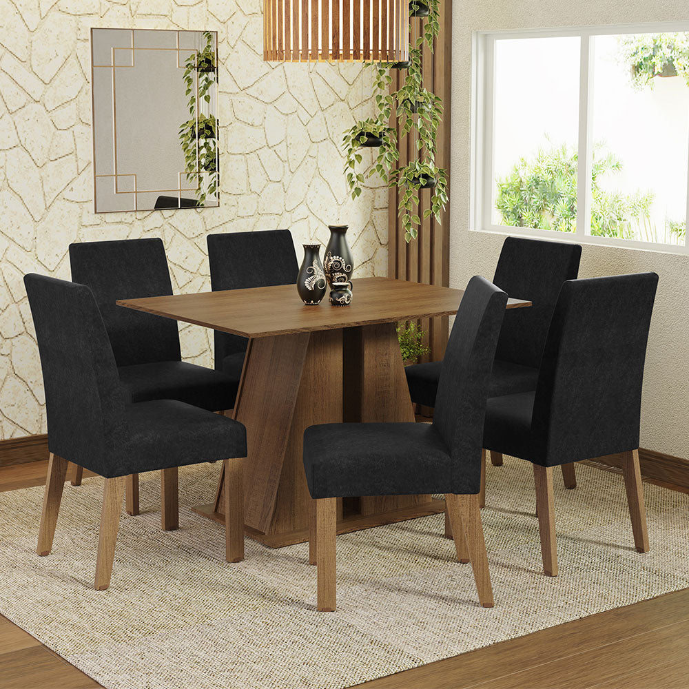 Juego de Comedor Mesa Tapa de Madera 6 Sillas Marrón/Oxford Cheryl Madesa