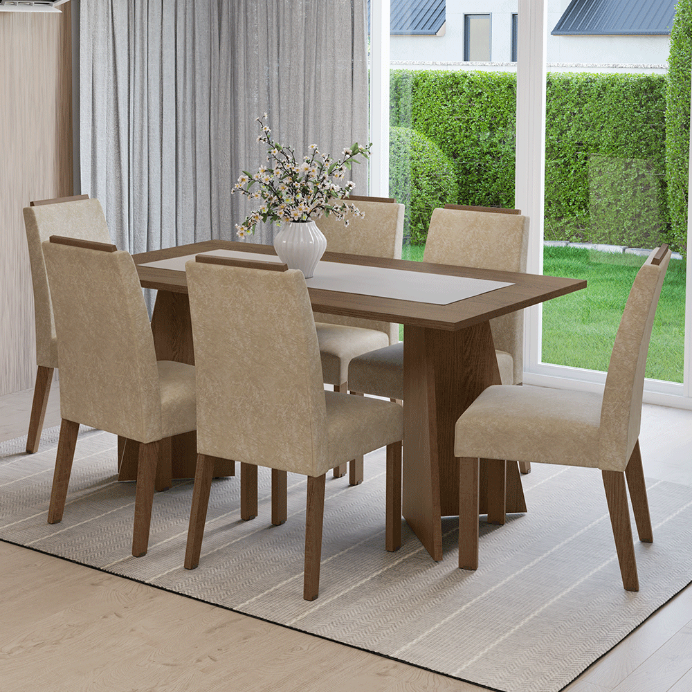 Juego de Comedor Mesada de Madera 6 Sillas Soho Marrón/Imperial