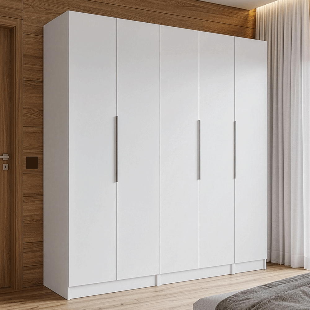 Placard Modular 200 cm 5 Puertas 2 Cajones Blanco Neo Madesa 02