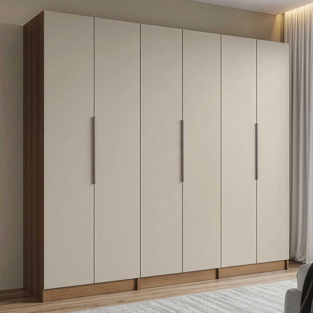 Placard Modular 240 cm 6 Puertas 4 Cajones Marrón/Crema Neo Madesa 01