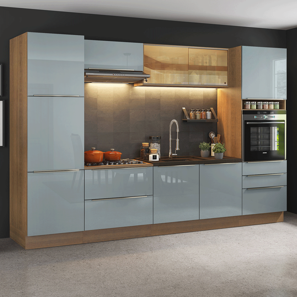 Combo Completo de Cocina 320 x 60 cm Marrón/Gris Lux Madesa 01